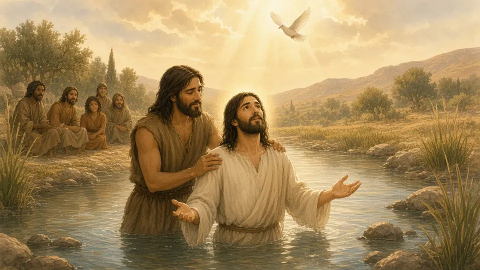 Watercolor picture of Jesus Is Baptized