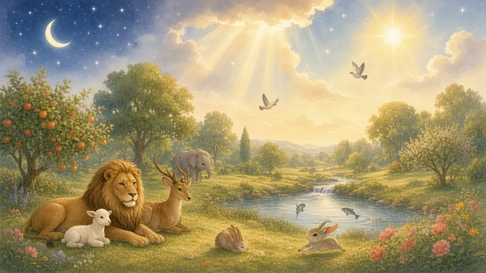 Watercolor picture of God Makes the World