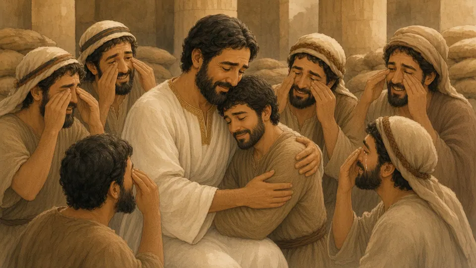 Watercolor picture of Joseph Forgives His Brothers