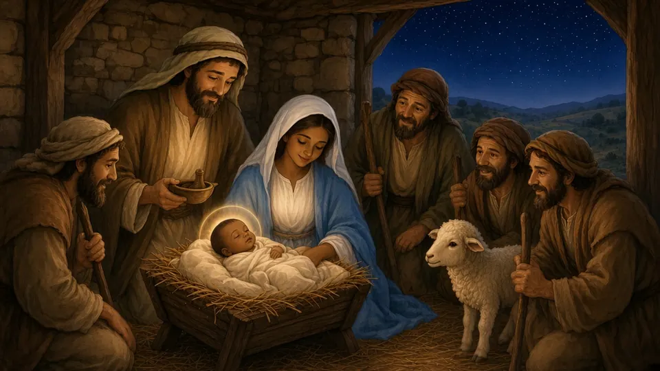 Watercolor picture of Jesus Is Born