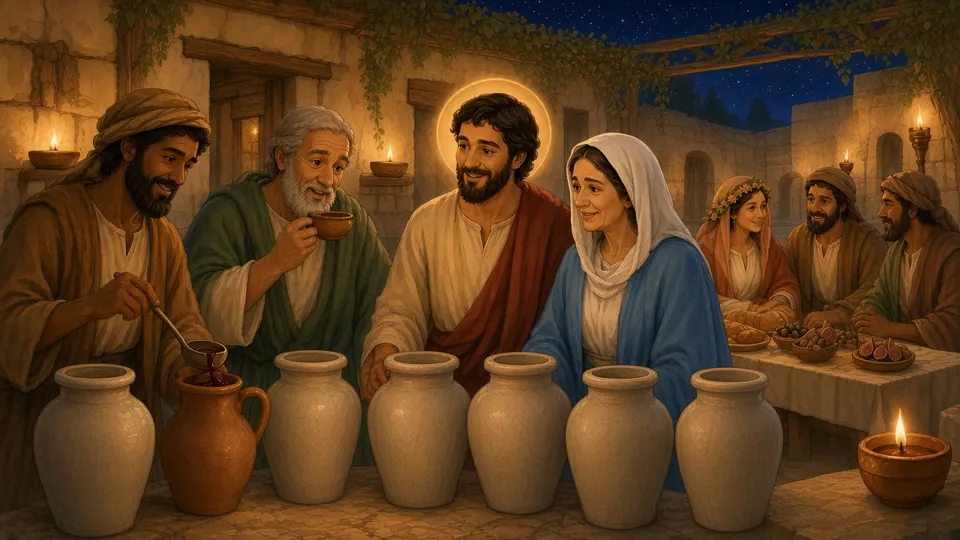 Watercolor picture of The Wedding at Cana